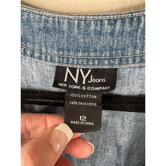 New York Jeans Sleeveless Denim Dress With Button-Front & Pockets Sz 12 - Picture 8 of 14
